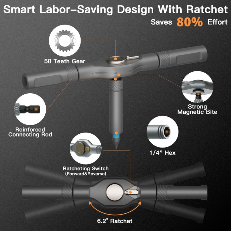 Faireach 42 in 1 Magnetic Screwdriver Set  DIY Ratchet Screwdriver Set  Multi Bit Magnetic Drive Set with Detachable Ratchet Handle  Portable Compact Repair Tool Kit for Furniture Computer Bicycle - Image 3